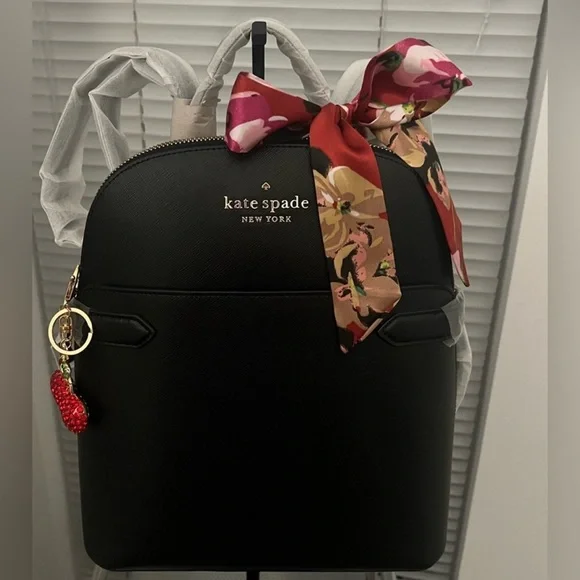kate spade | Bags | Kate Spade Black Backpack With Floral  display picture 2